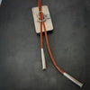 Sterling Silver Saguaro Bolo Tie with White Buffalo Turquoise and Hand-Stamped Desert Sky by mend metalworks