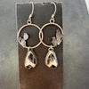 White Buffalo Turquoise Hoop Earrings in Sterling Silver with Hand-Sawn Cactus Design by mend metalworks
