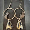 White Buffalo Turquoise Hoop Earrings in Sterling Silver with Hand-Sawn Cactus Design by mend metalworks