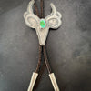 Sterling Silver Mule Deer Skull Bolo Tie with Sonoran Gold Turquoise by mend metalworks