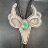 Sterling Silver Mule Deer Skull Bolo Tie with Sonoran Gold Turquoise by mend metalworks