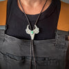 Sterling Silver Mule Deer Skull Bolo Tie with Sonoran Gold Turquoise by mend metalworks