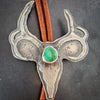 Sterling Silver Mule Deer Skull Bolo Tie with Sonoran Gold Turquoise by mend metalworks