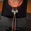 Sterling Silver Mule Deer Skull Bolo Tie with Sonoran Gold Turquoise by mend metalworks