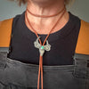 Sterling Silver Mule Deer Skull Bolo Tie with Sonoran Gold Turquoise by mend metalworks