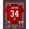 Framed Autographed/Signed Dexter Jackson 35x39 Tampa Bay Red Football Jersey JSA COA