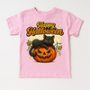 Happy Halloween Black Cat and Jack O Lantern Shirt - Halloween Tee by Madi Moosh