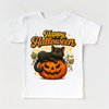 Happy Halloween Black Cat and Jack O Lantern Shirt - Halloween Tee by Madi Moosh