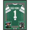 Framed Autographed/Signed Dick Vermeil 35x39 Philadelphia Green Football Jersey JSA COA
