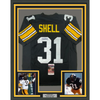 Framed Autographed/Signed Donnie Shell 35x39 Pittsburgh Black Football Jersey JSA COA by Hall of Fame Sports Memorabilia