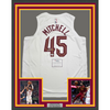 Framed Autographed/Signed Donovan Mitchell 35x39 Cleveland Cavaliers White Basketball Jersey Fanatics COA