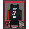 Framed Autographed/Signed Dwyane Wade 35x39 Miami Heat Black Authentic Basketball Jersey Fanatics COA