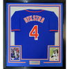 Framed Autographed/Signed Lenny Dykstra 35x39 New York Blue Baseball Jersey JSA COA
