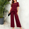 Women's Irregular Hem Top & Wide Leg Pants Two-Piece Set by FitiqueFit