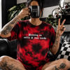 Coffee & cuss words embroidered tie dye T-shirt by Madness & Mayhem LLC