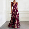 Tulip Print V-Neck Sleeveless Maxi Dress – Floral Chiffon by FitiqueFit