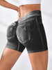 Seamless Denim-Look Yoga Shorts – Back V-Waist Hip-Lifting by FitiqueFit