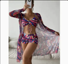 Mesh Cover-Up Three-Piece Swimwear Set – Bikini with Leg-Length Briefs by FitiqueFit
