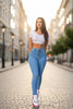 Women's High-Waist Denim Skinny Pants – Stretch Pencil Jeans by FitiqueFit