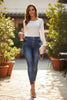 Denim-Look High-Waist Butt-Lifting Yoga Pants – Slimming Elastic Fitness Leggings by FitiqueFit