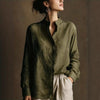 Women's Loose Cotton Linen Long Sleeve Shirt — Flip Collar by FitiqueFit