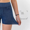 Denim-Look High-Waist Hip-Lifting Yoga Shorts – Slimming Tummy Control Fitness Shorts by FitiqueFit