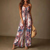 Women's Printed Backless Camisole Wide Leg Jumpsuit by FitiqueFit