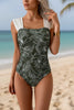 Vintage Square-Neck One-Piece Swimsuit – Tummy Control, Ruffle Detail, Full Coverage by FitiqueFit