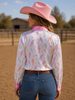 Plaid Lightning Satin Button Up Rodeo Shirt Blouse by Neon Spur