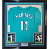Framed Autographed/Signed Edgar Martinez 35x39 Seattle Teal Baseball Jersey JSA COA