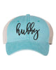 Embroidered Wifey/Hubby Pigment-Dyed Trucker Hat – Anniversary Gift Cap by Adorb Custom Tees