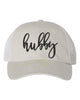 Embroidered Wifey/Hubby Pigment-Dyed Trucker Hat – Anniversary Gift Cap by Adorb Custom Tees