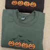 Embroidered Halloween Pumpkins Sweatshirt - Spooky Season Apparel with Bats by Dog Mom Hat