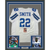 Framed Autographed/Signed Emmitt Smith 35x39 Dallas White HOF 2010 Football Jersey JSA COA