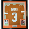 Framed Autographed/Signed Quinn Ewers 35x39 Texas Orange College Football Jersey Beckett BAS COA