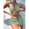 Women's Solid Color Three-Piece Bikini Set by FitiqueFit