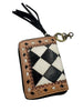 Leather Checkered Zip Wallet Keychain by Neon Spur