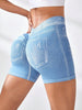 Seamless Denim-Look Yoga Shorts – Back V-Waist Hip-Lifting by FitiqueFit