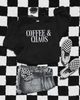 Coffee & chaos embroidered sweatshirt by Madness & Mayhem LLC
