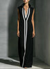 Women's V-Neck Color-Block Sleeveless A-Line Maxi Dress – 4 Colors XS–2XL by FitiqueFit