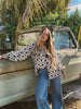 White Wedding Retro Floral Button Up Blouse by Lil Bee's Bohemian