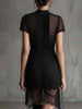 Black Lace Patchwork Slit Midi Dress – Slim-Fit High-Waist See-Through Dress for Women by FitiqueFit