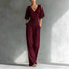 Women's V-Neck Slim Fit Straight Leg Jumpsuit by FitiqueFit