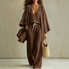 Women's 3-Piece Cardigan, Sleeveless Vest & Wide Leg Pants Set by FitiqueFit