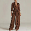 Women's Collar Long Sleeve Top & High-Waist Pants Two-Piece Set – 5 Colors by FitiqueFit
