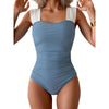 Vintage Square-Neck One-Piece Swimsuit – Tummy Control, Ruffle Detail, Full Coverage by FitiqueFit