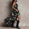 Printed Deep V-Neck Camisole Maxi Dress – High-Waist High-Slit Vacation Dress for Women by FitiqueFit