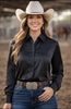 Midnight Glam Bow Button Up Rodeo Shirt -Matte Satin Blouse *Sample Sale* by Neon Spur