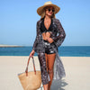 Color-Block Print Bikini Three-Piece Set – Long Sleeve Sexy Swimwear by FitiqueFit