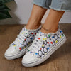 Raw Hem Printed Round Toe Sneakers – Canvas Flat Casual by FitiqueFit